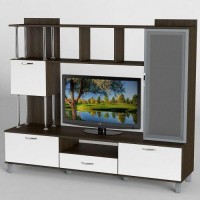 Стінка в вітальню Тиса Мебель Вітальня-47 Венге Білий 1640x450x1800 мм Стінка в вітальню Тиса Мебель Вітальня-47 Венге Білий 1640x450x1800 мм