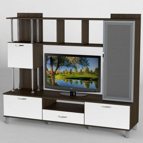 Стінка в вітальню Тиса Мебель Вітальня-47 Венге Білий 1640x450x1800 мм Стінка в вітальню Тиса Мебель Вітальня-47 Венге Білий 1640x450x1800 мм