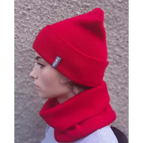 В'язана шапка демісезонна з хомутом КАНТА унісекс розмір дорослий червоний (OC-913) в інтернет супермаркеті PbayMarket!