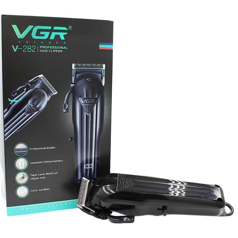 Машинка для стрижки волосся VGR V-282 LED-дисплей акумуляторна Black