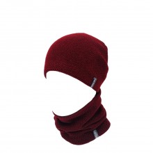 Комплект в'язана шапка зі снудом на флісі КАНТА унісекс 50-60 бордо (OC-0377)