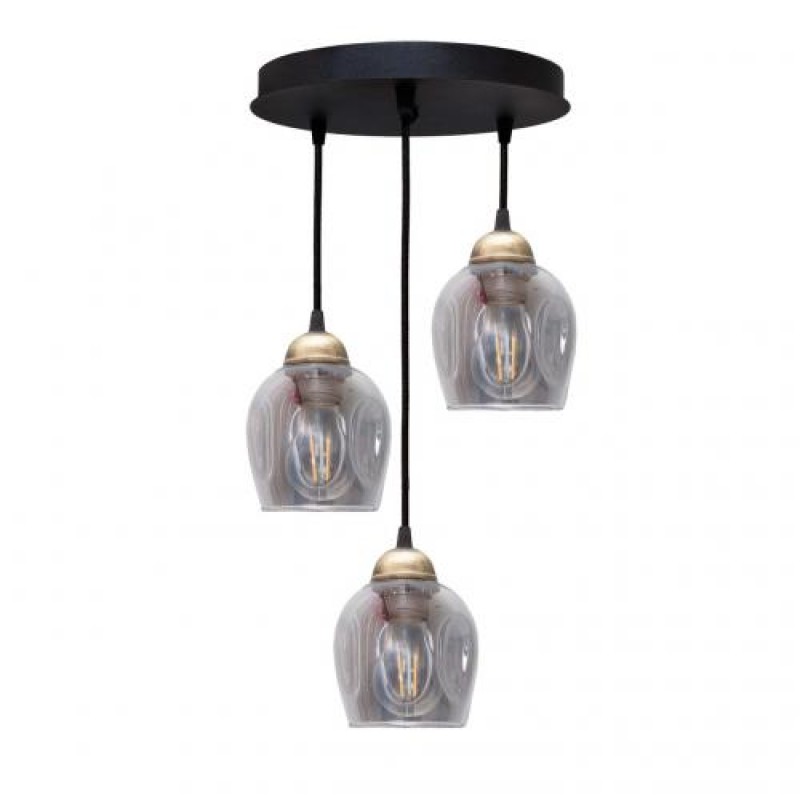 Світильник підвісний MSK Electric Enigma на круглій основі під три лампи Е27 PL 2024-3R BK Чорно-бронзовий (619284)