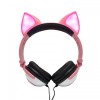 Навушники SUNROZ Linx Bear Ear Headphone з вушками Лисички LED 1,5 м Рожевий (SUN2651)