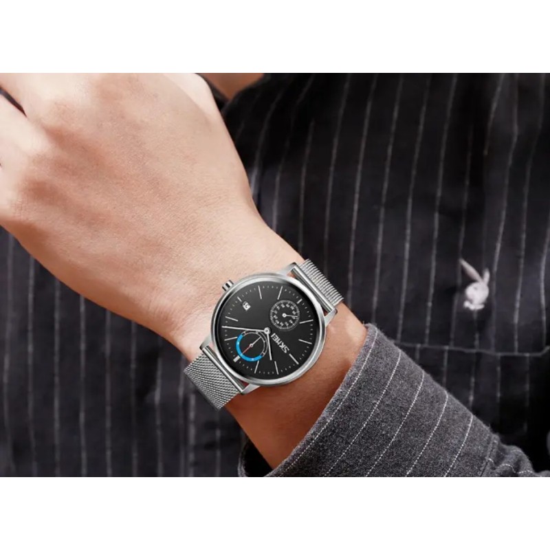 Класичний чоловічий годинник Skmei 9182 Сріблястий (1661159760)