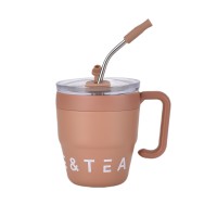 Термочашка з трубочкою та подвійним відкриванням YIWU Coffee & Tea 480 мл Коричневий (HP-14-23BR)