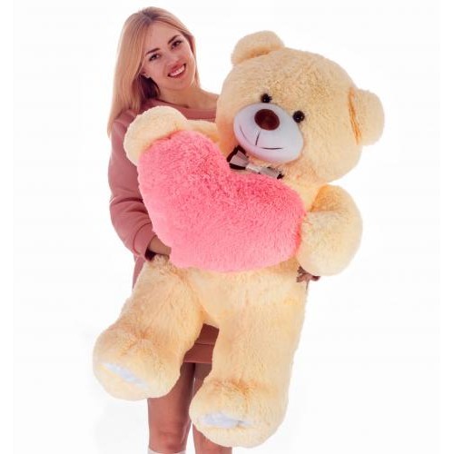 Плюшевий ведмедик з серцем Mister Medved Ренді 130 см Бежевий (032) Плюшевий ведмедик з серцем Mister Medved Ренді 130 см Бежевий (032)