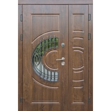 Двері вхідні металеві вуличні полуторні ГР склопакет 2 Ваш ВиД Дуб 1200х2050х96 Ліве/Праве