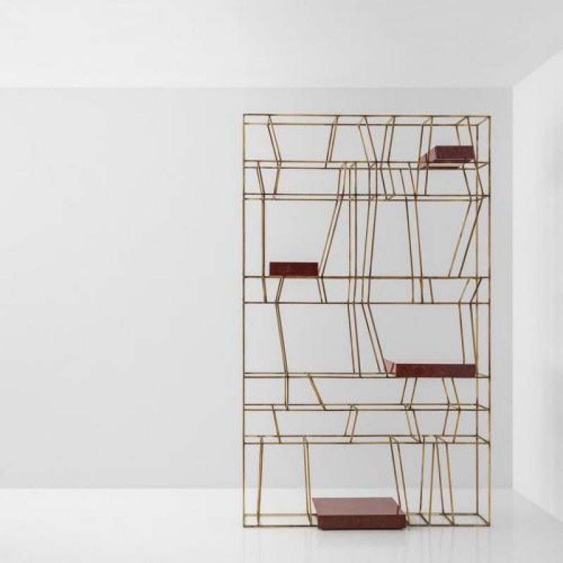 Стелаж для зберігання в стилі Loft Золотий NS-1801 2530x1500x250 мм