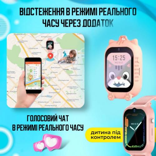 Смарт годинник дитячий A1 з відеодзвінком HD-камерою та GPS 2 змінних корпуса в комплекті Рожевий (KW2-A1-Pink)