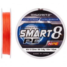 Шнур Favorite Smart 8x 150м (red orange) #3/0.296mm 35lb/19kg