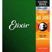 Струни для бас-гітари Elixir 14677 Nanoweb Coated Stainless Steel Medium 4-String Bass 45/105
