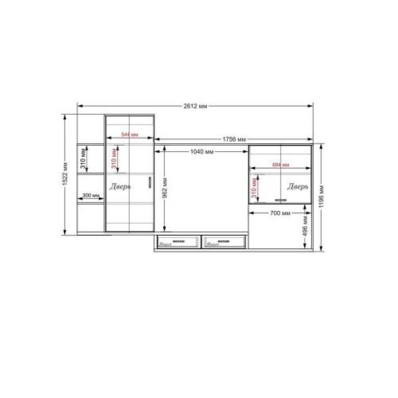 Стінка в вітальню Тиса Мебель Вітальня-204 Сонома Білий 1520x300x2160 мм