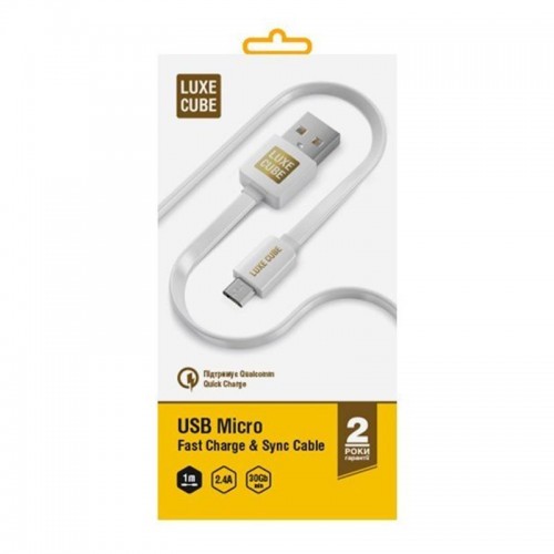 Кабель Luxe Cube Flat USB-microUSB, 1м, білий (2231252967010) в інтернет супермаркеті PbayMarket!