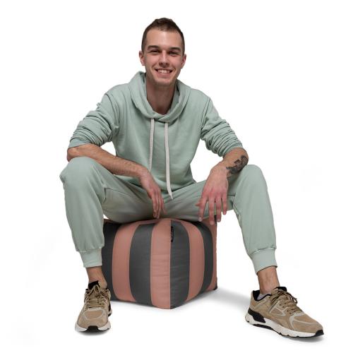 Пуф Кубик Смугастий Оксфорд 40х40 Студія Комфорту Сірий + Кава Пуф Кубик Смугастий Оксфорд 40х40 Студія Комфорту Сірий + Кава