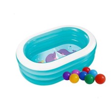 Дитячий надувний басейн Intex 57482-1 «Морські друзі», 163 х 107 х 46 см, з кульками 10 шт