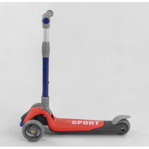 Самокат триколісний Best Scooter складане алюмінієве кермо, 3 колеса PU зі світлом Black/Red (102031)