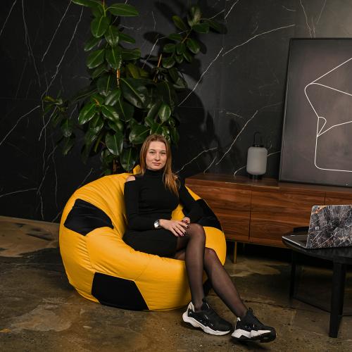 Крісло мішок М'яч Оксфорд 120см Студія Комфорту Великий Жовтий + Чорний Крісло мішок М'яч Оксфорд 120см Студія Комфорту Великий Жовтий + Чорний