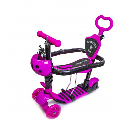 Самокат дитячий Scooter Сонечко 5 in 1 56х76х26 см Чорний з рожевим (352270930) Самокат дитячий Scooter Сонечко 5 in 1 56х76х26 см Чорний з рожевим (352270930)