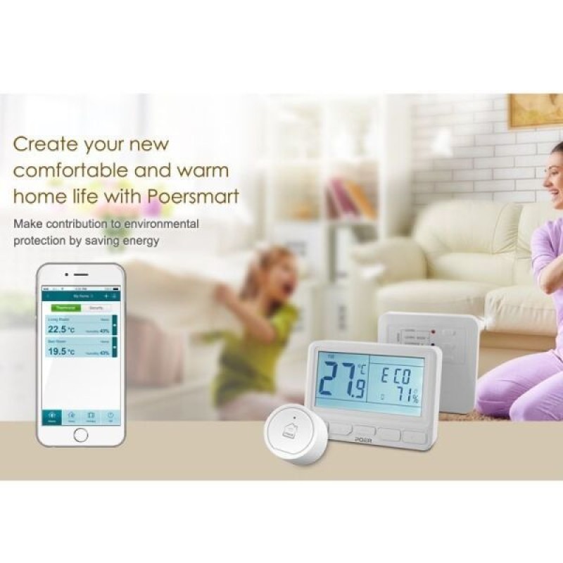 Wifi термостат Poer PTC16 бездротовий з терморегулятором для теплої підлоги, електрокотла або конвектора (100405)