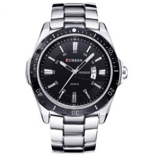 Наручний годинник чоловічий Curren Quartz Сріблястий (2336)