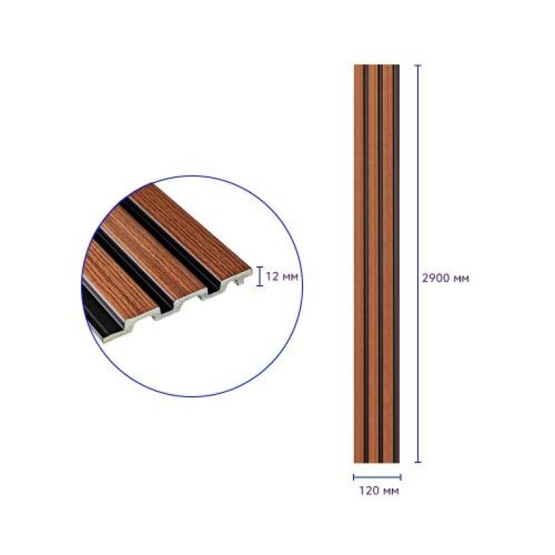 Декоративна стінова рейка Sticker Wall PS 2900x120x12 мм Коричневий (SW-00001743)