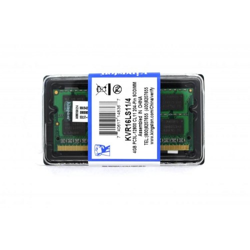 Оперативна пам'ять Kingston SODIMM DDR3L-1600 4Gb PC3-12800 (KVR16LS11/4) (1.35V) Оперативна пам'ять Kingston SODIMM DDR3L-1600 4Gb PC3-12800 (KVR16LS11/4) (1.35V)