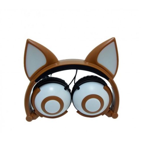 Навушники SUNROZ Linx Bear Ear Headphone з вушками Лисички LED 1,5 м Коричневий (SUN2653) Навушники SUNROZ Linx Bear Ear Headphone з вушками Лисички LED 1,5 м Коричневий (SUN2653)