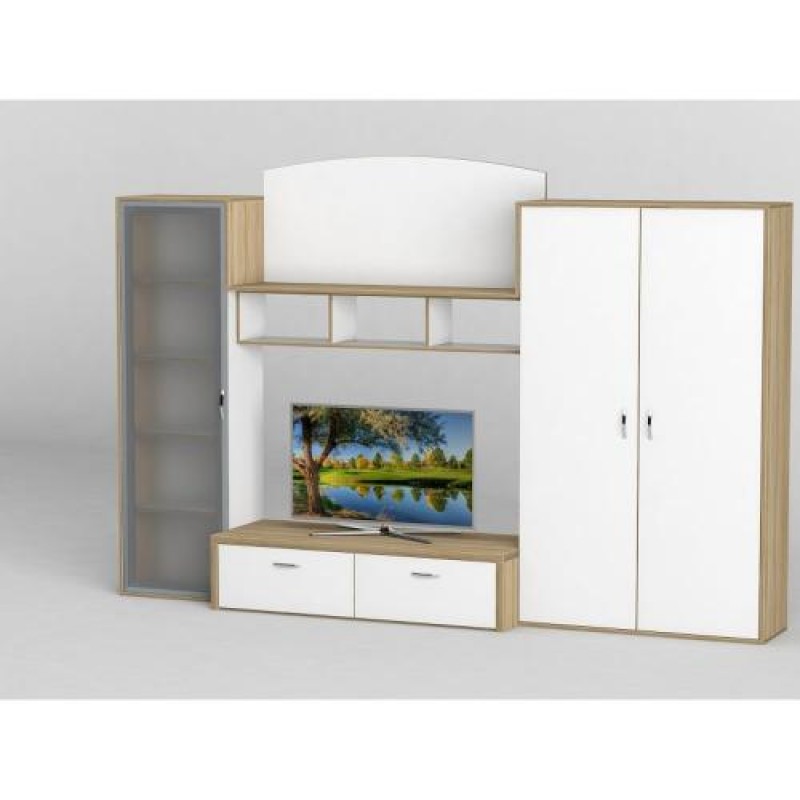 Стінка в вітальню Тиса Мебель Вітальня-120 Сонома Білий 2000x450x2820 мм