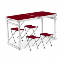 Розкладний туристичний стіл для пікніка зі стільцями Easy Campi Коричневий Розкладний туристичний стіл для пікніка зі стільцями Easy Campi Коричневий