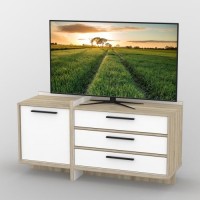 Тумба під телевізор Тиса Мебель ТВ-301 Дуб сонома Білий 67x42x130 см Тумба під телевізор Тиса Мебель ТВ-301 Дуб сонома Білий 67x42x130 см