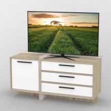 Тумба під телевізор Тиса Мебель ТВ-301 Дуб сонома Білий 67x42x130 см