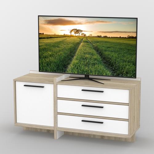 Тумба під телевізор Тиса Мебель ТВ-301 Дуб сонома Білий 67x42x130 см Тумба під телевізор Тиса Мебель ТВ-301 Дуб сонома Білий 67x42x130 см