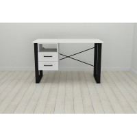 Письмовий стіл із ящиками Ferrum-decor Оскар 750x1400x700 метал Чорний ДСП Біле 16 мм (OSK0064)