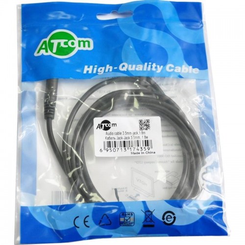 Аудіо-кабель Atcom (17435) mini-jack 3.5мм(M)-mini-jack 3.5мм(M) 1,8м пакет в інтернет супермаркеті PbayMarket!