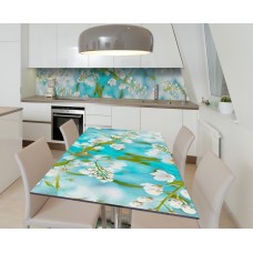 Наклейка 3Д вінілова на стіл Zatarga «Цвітіння черемхи» 600х1200 мм для будинків, квартир, столів, кав'ярень, кафе