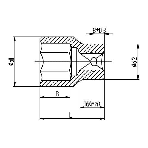 Насадка шестигранна коротка 1/2 Насадка шестигранна коротка 1/2