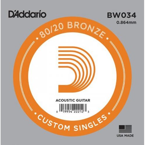 Струна D'Addario BW034 80/20 Bronze .034 Струна D'Addario BW034 80/20 Bronze .034