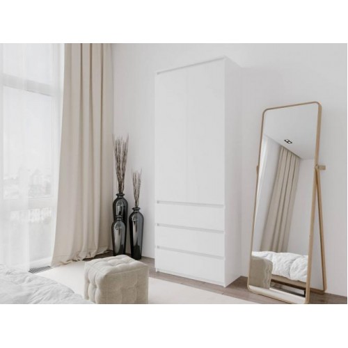 Шафа з 3-ма ящиками Меблева Площа 80х50х211 см Біла Шафа з 3-ма ящиками Меблева Площа 80х50х211 см Біла