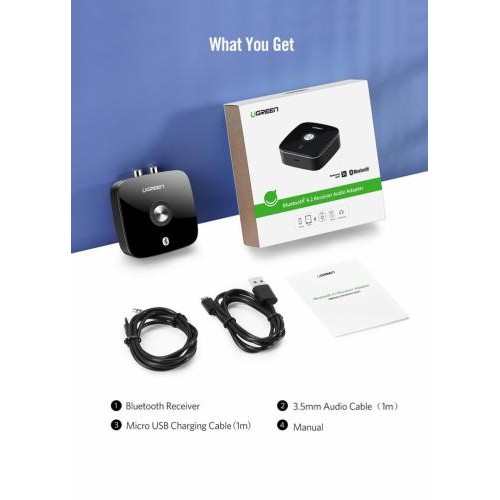 Бездротовий Bluetooth 5.0 аудіо приймач Ugreen 30445 c 3,5мм та 2RCA виходами Чорний (30445) Бездротовий Bluetooth 5.0 аудіо приймач Ugreen 30445 c 3,5мм та 2RCA виходами Чорний (30445)