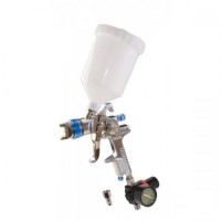 Краскопульт MASTERTOOL HVLP ВБ 600 мл пластик Ø1.4 мм 150-220 л/хв 3-4 бар з манометром тип А 80-8910