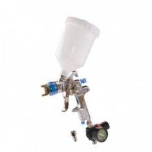 Краскопульт MASTERTOOL HVLP ВБ 600 мл пластик Ø1.4 мм 150-220 л/хв 3-4 бар з манометром тип А 80-8910