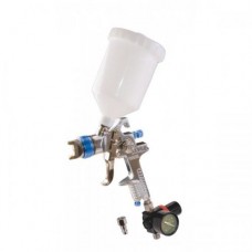 Краскопульт MASTERTOOL HVLP ВБ 600 мл пластик Ø1.4 мм 150-220 л/хв 3-4 бар з манометром тип А 80-8910