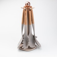 Набір кухонного приладдя на підставці TS Kitchen 6 штук дерево (HP27474)