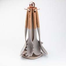 Набір кухонного приладдя на підставці TS Kitchen 6 штук дерево (HP27474)