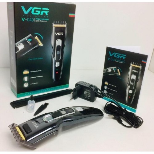 Машинка для стрижки волосся VGR V040 акумуляторна Чорна (301074)