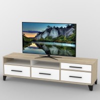 Тумба під телевізор Тиса Мебель ТВ-393 Дуб сонома Білий 49x44x180 см Тумба під телевізор Тиса Мебель ТВ-393 Дуб сонома Білий 49x44x180 см