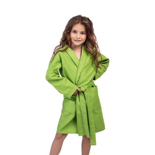 Дитячий вафельний халат Luxyart розмір 4-7 років 30-32 100% бавовна Зелена (LS-196) в інтернет супермаркеті PbayMarket!