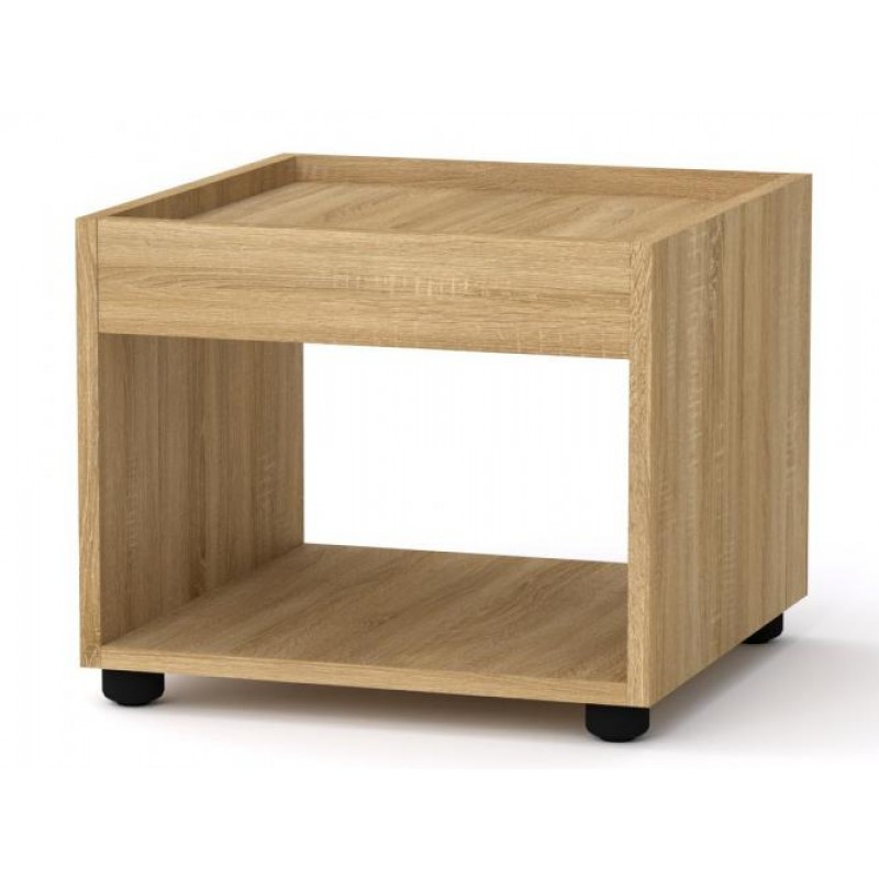 Квадратний стіл журнальний 1 Компанит МГ 6 42х42х35 см Дуб сонома