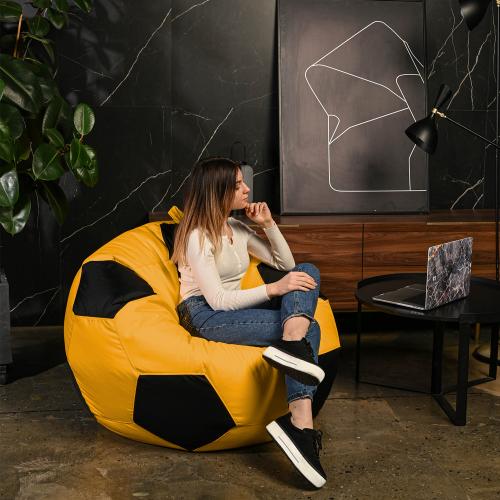 Крісло мішок М'яч Оксфорд 120см Студія Комфорту Великий Жовтий + Чорний Крісло мішок М'яч Оксфорд 120см Студія Комфорту Великий Жовтий + Чорний