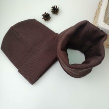 Комплект шапка з хомутом Luxyart унісекс розмір підлітковий коричневий (OL-006)